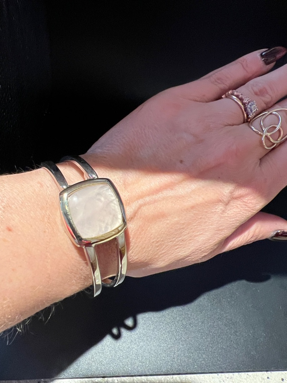 2/$20 Silver-Tone Bracelet watch with Pink Rose Stone Accent - Picture 2 of 5